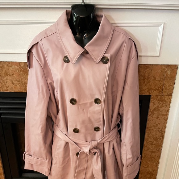 Badgley Mischka Blush Vegan Leather Trench- NWT - Picture 2 of 16